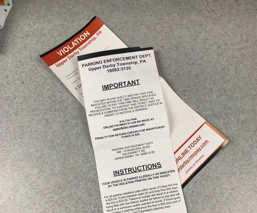 Front and back of Parking Ticket
